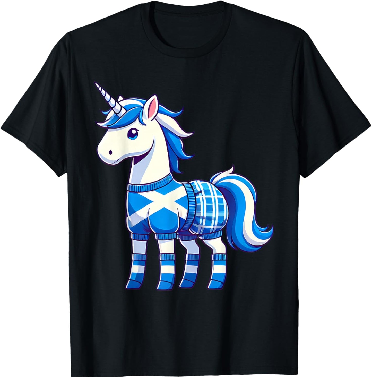 Scottish Unicorn Lover Scotland Flag T-Shirt - T-Shirt | Black