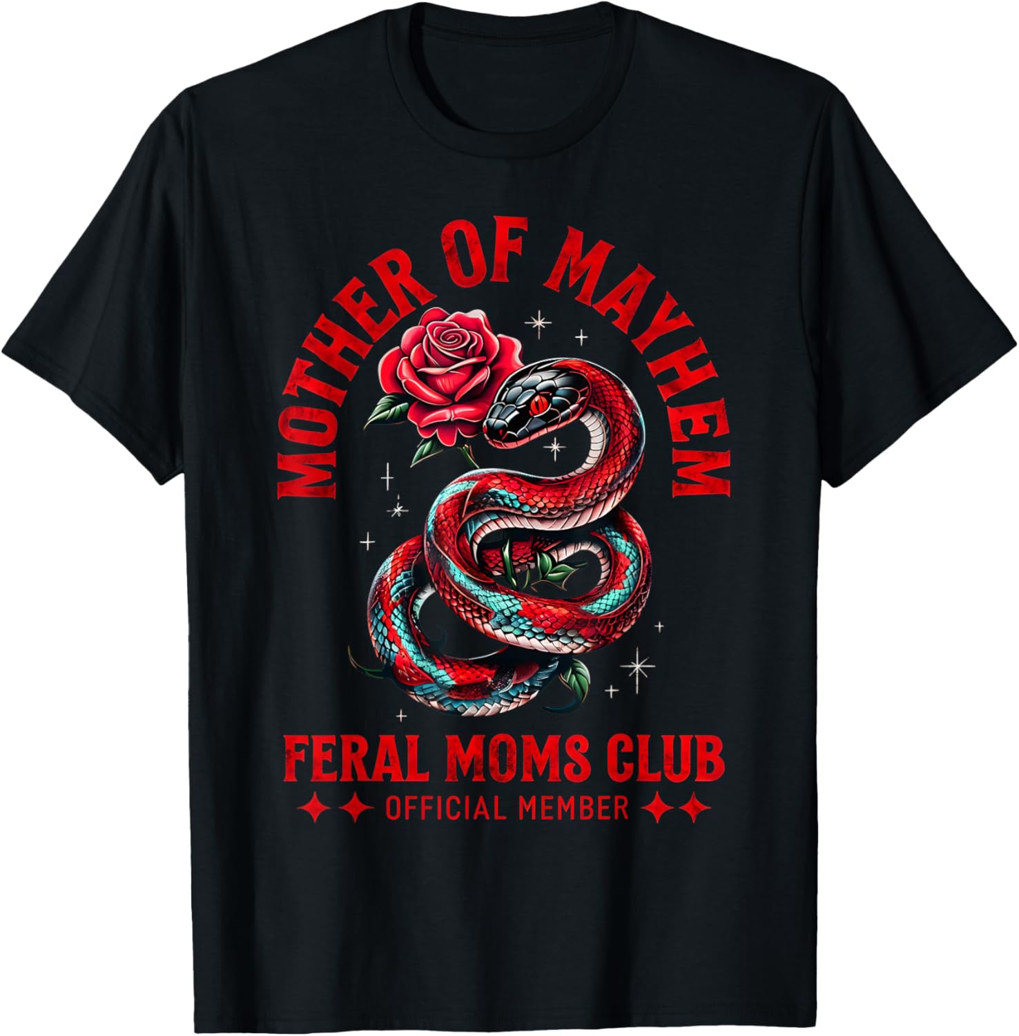 Retro Mother Of Mayhem Feral Moms Club Moms Mothers Day T-Shirt - T-Shirt | Black