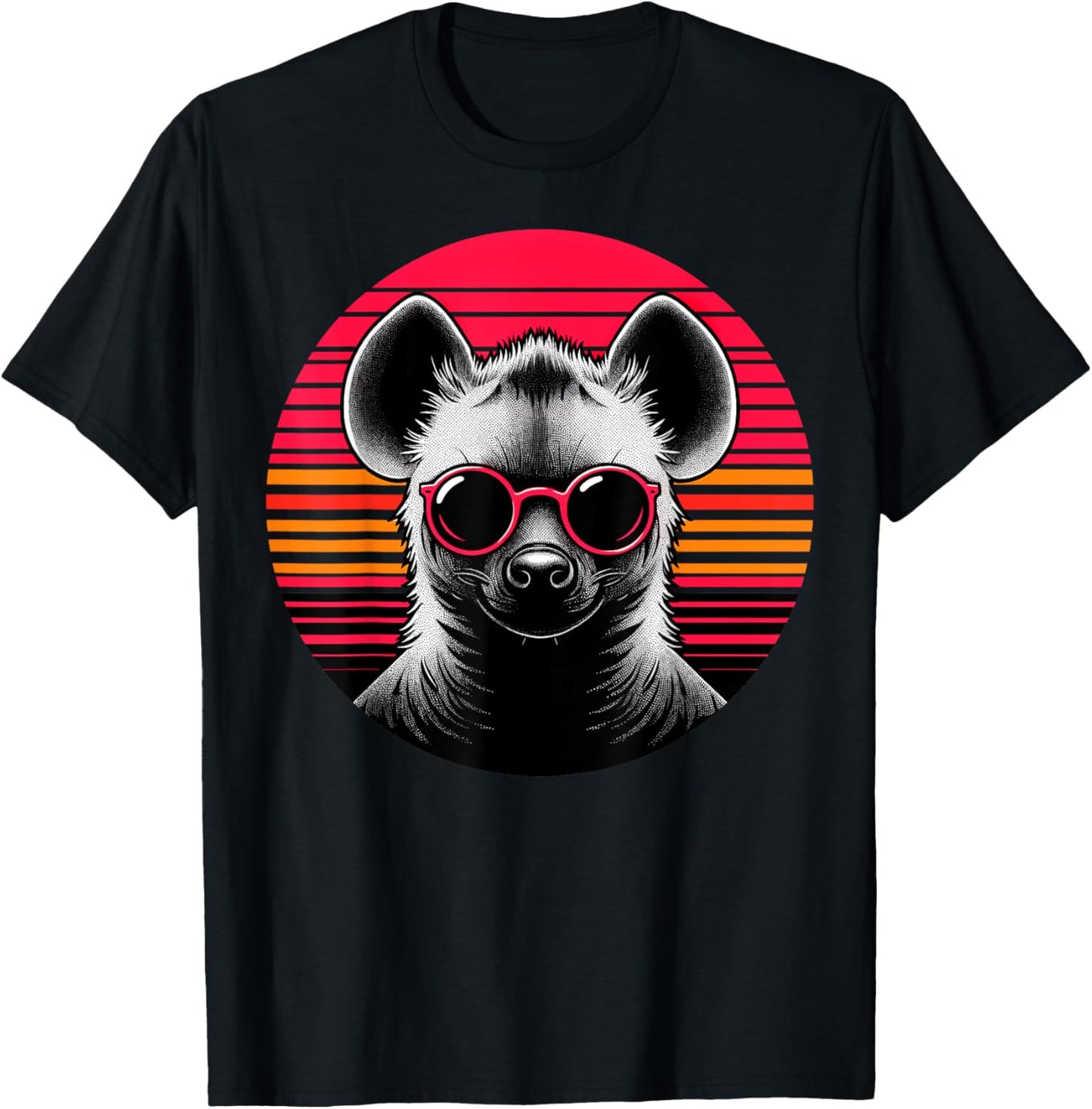 Hyena Retro Vintage Sunset Animal Sunglasses 70s T-Shirt - T-Shirt | Black