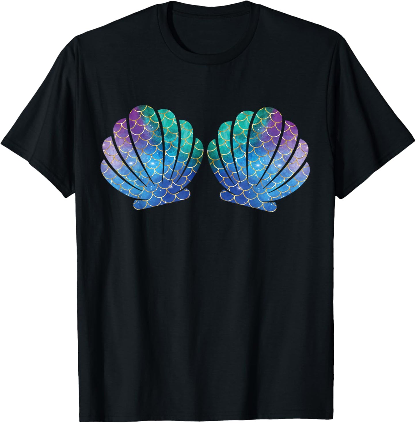 Mermaid Sea Shell Bra Costume halloween Matching T-Shirt - T-Shirt | Black