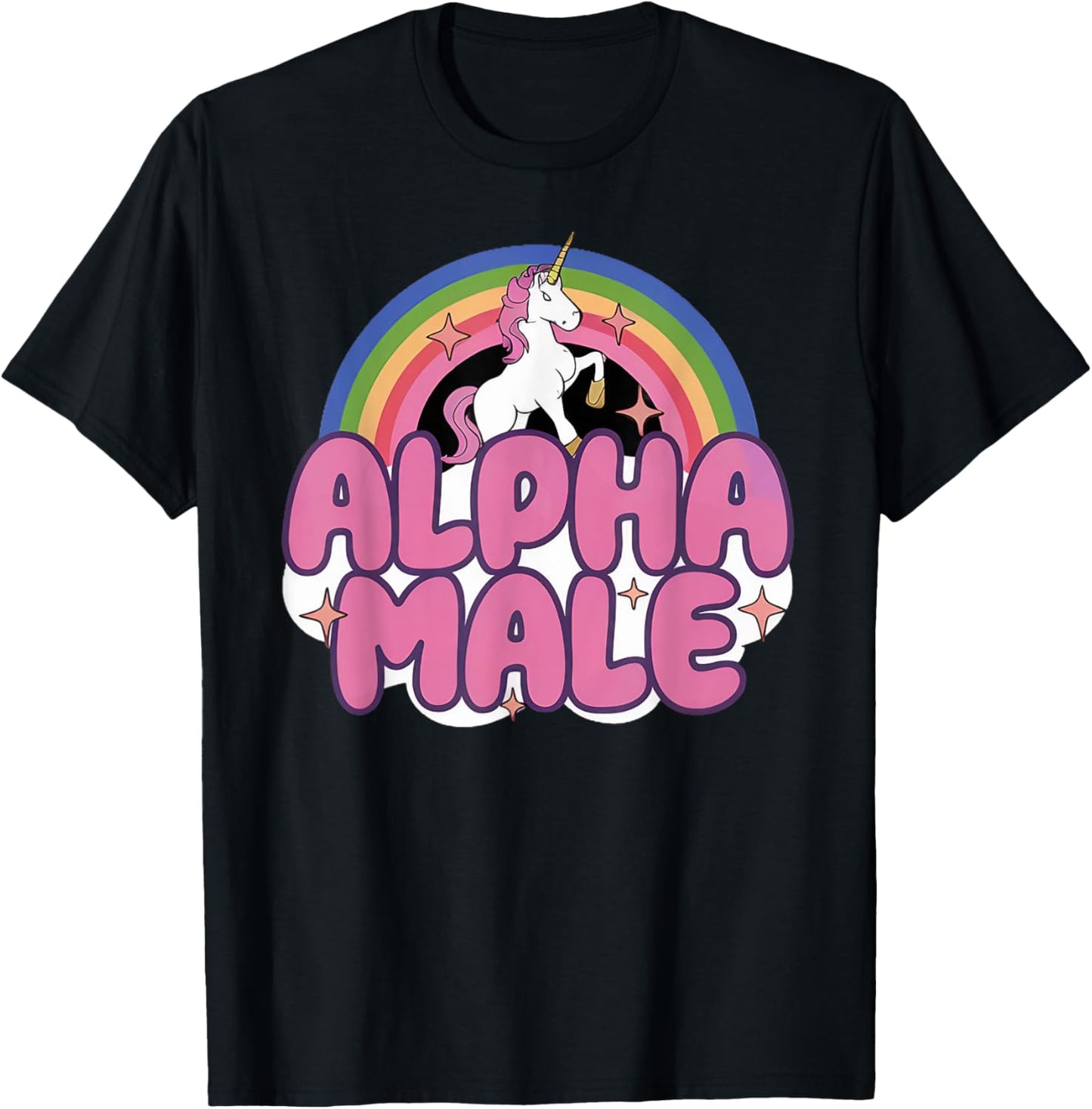 Alpha Male Rainbow Unicorn Funny Oddly Specific Dank Meme T-Shirt - T-Shirt | Black
