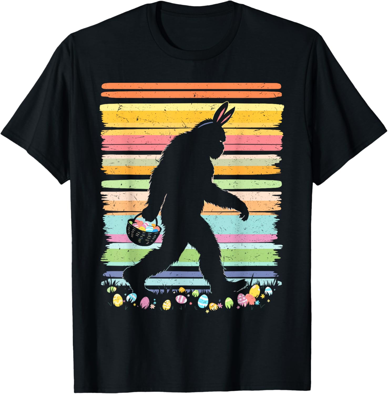 Retro Easter Outfit Pajamas Boys Bigfoot Sasquatch Easter T-Shirt - T-Shirt | Black