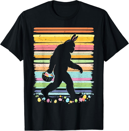 Retro Easter Outfit Pajamas Boys Bigfoot Sasquatch Easter T-Shirt - T-Shirt | Black