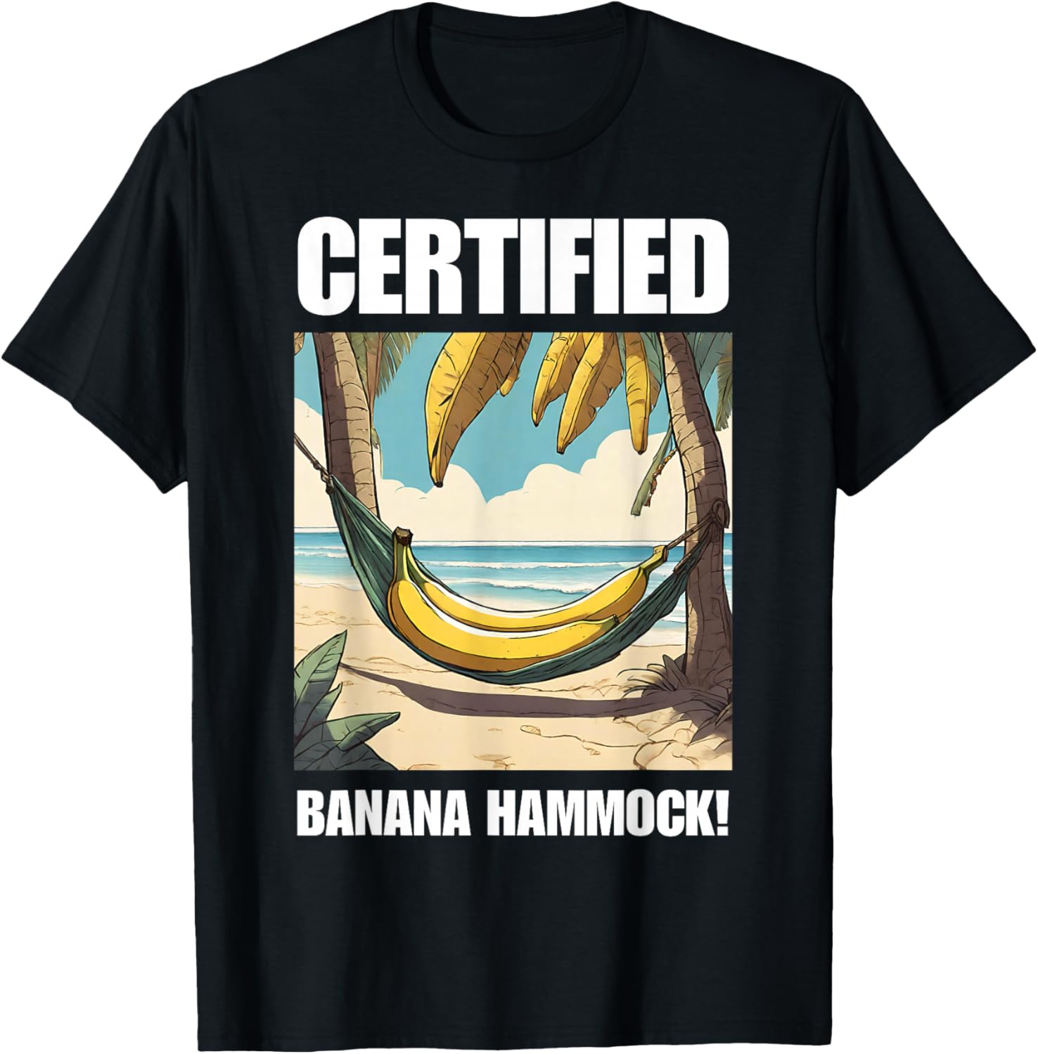 Funny Banana Hammock And Swimming Pool Bananas T-Shirt - T-Shirt | Black
