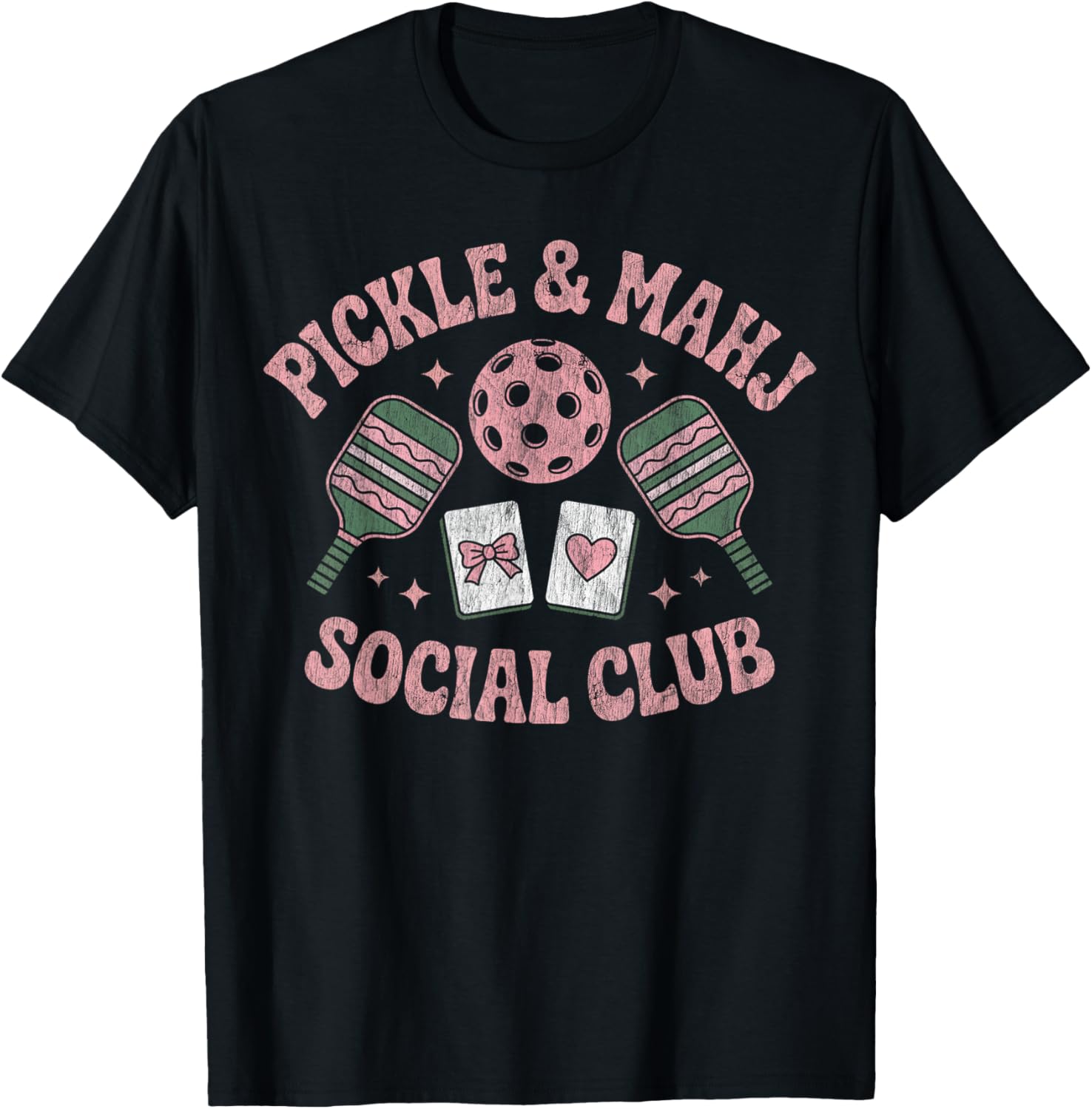 Pickle and Mahj Mahjong and Pickleball Social Club Mahjong T-Shirt - T-Shirt | Black