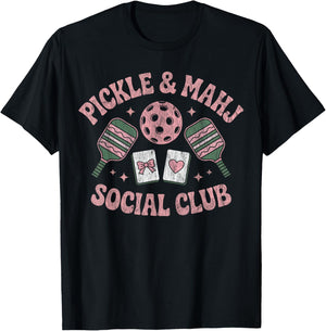 Pickle and Mahj Mahjong and Pickleball Social Club Mahjong T-Shirt - T-Shirt | Black