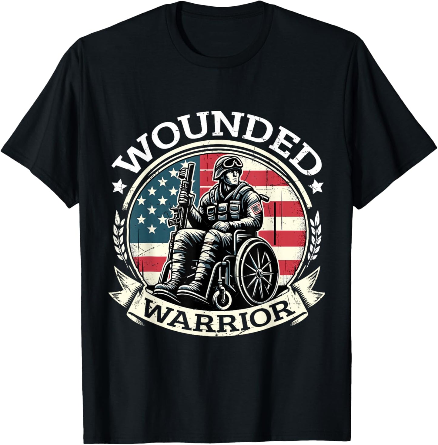 Wounded Warrior American Hero Veteran Military Support T-Shirt - T-Shirt | Black