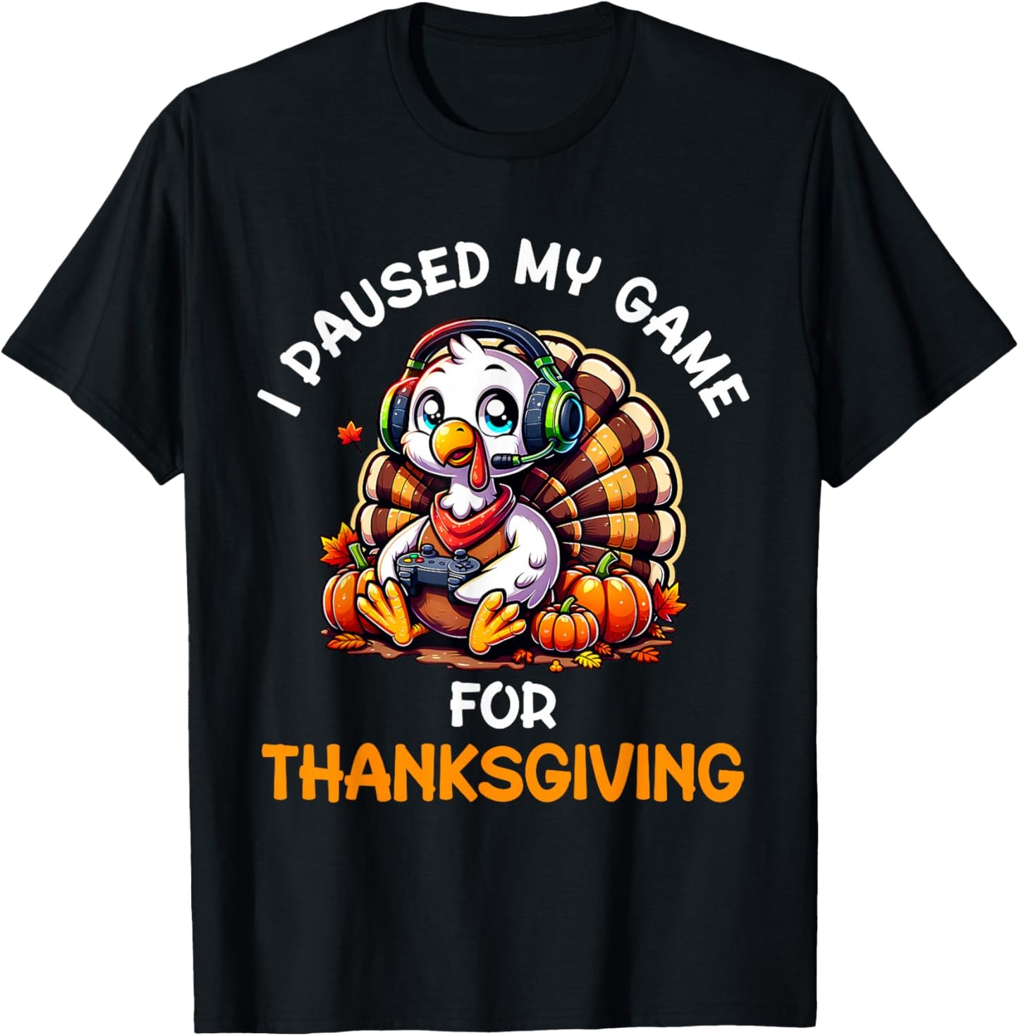 Thanksgiving Gamer Turkey Shirt For Boys Kids T-Shirt - T-Shirt | Black