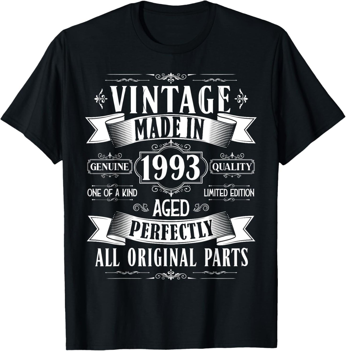 Vintage 32nd birthday men Born 1993 32 years old Bday T-Shirt - T-Shirt | Black