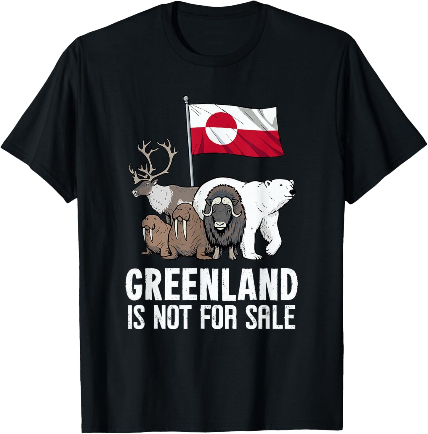 Greenland Flag Animals Greenland T-Shirt - T-Shirt | Black