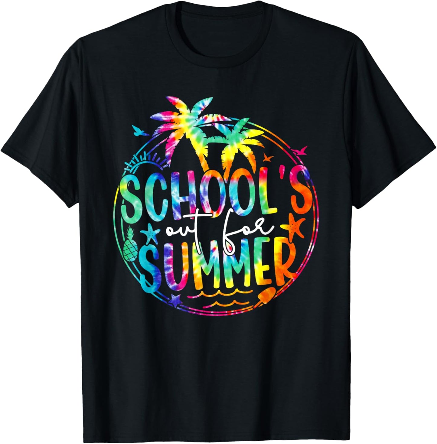 Tie Dye School's Out For Summer Last Day Of School Teacher T-Shirt - T-Shirt | Black