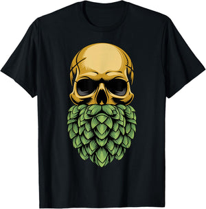 Hop Beard Skull with Hops Beard Craft Beer T-Shirt - T-Shirt | Black