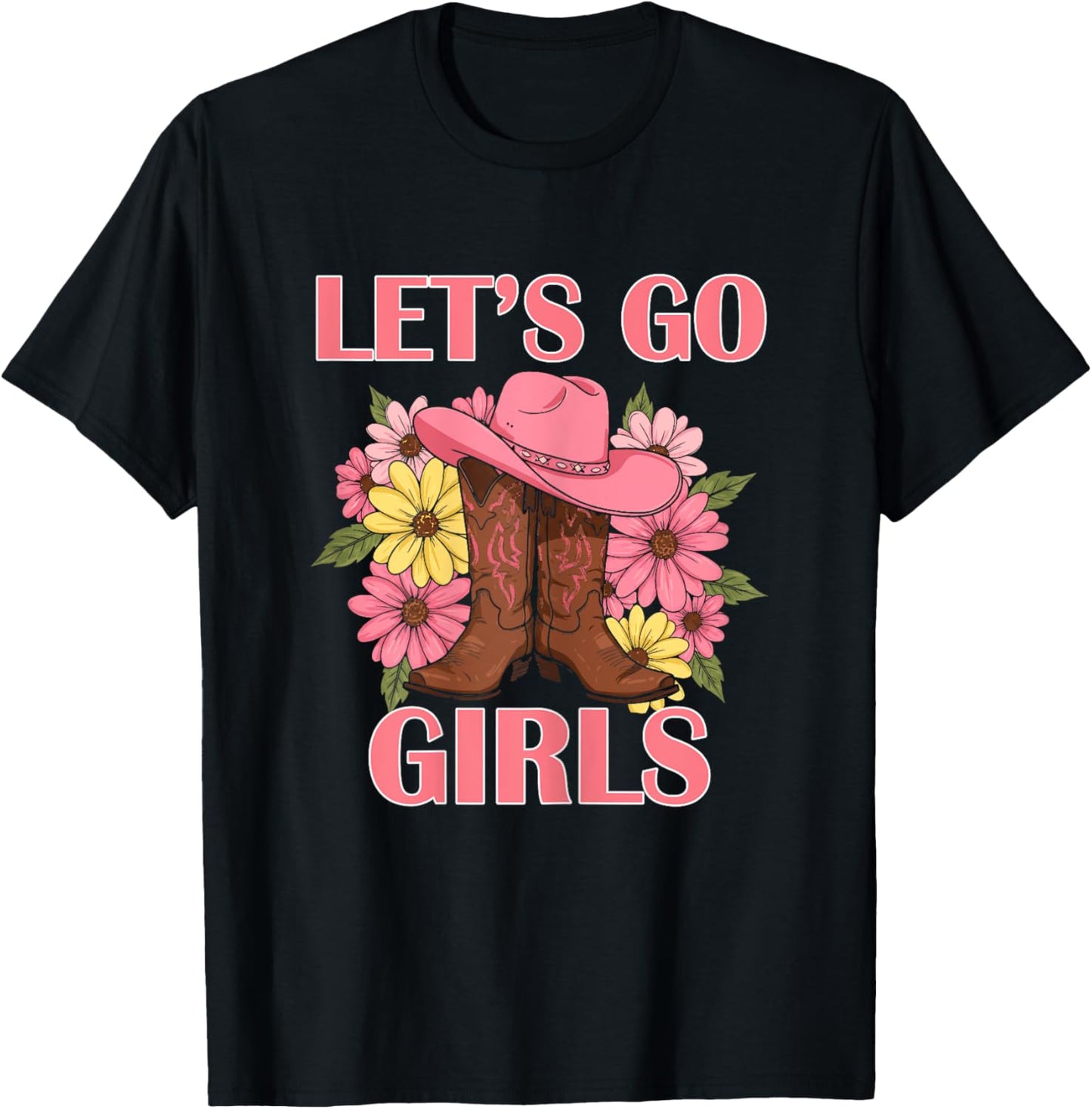 Let's Go Girls Retro Rodeo Western Love Country Cowgirl T-Shirt - T-Shirt | Black