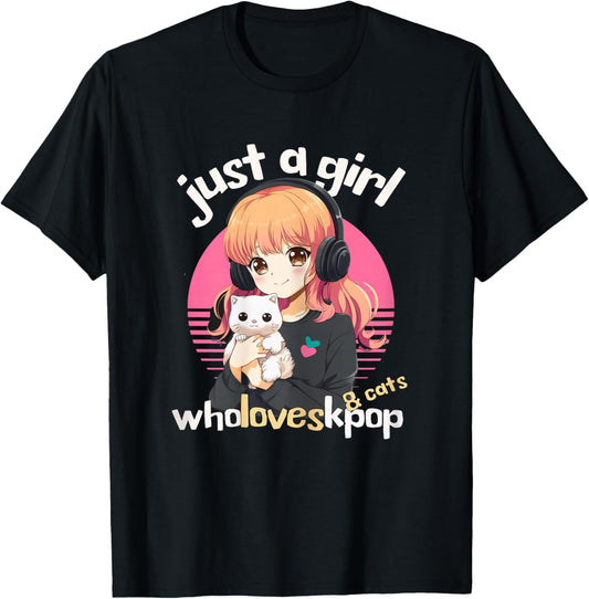 Kpop & Cats K-Pop Merch Korean Merchandise Teen Girls Cute T-Shirt - T-Shirt | Black