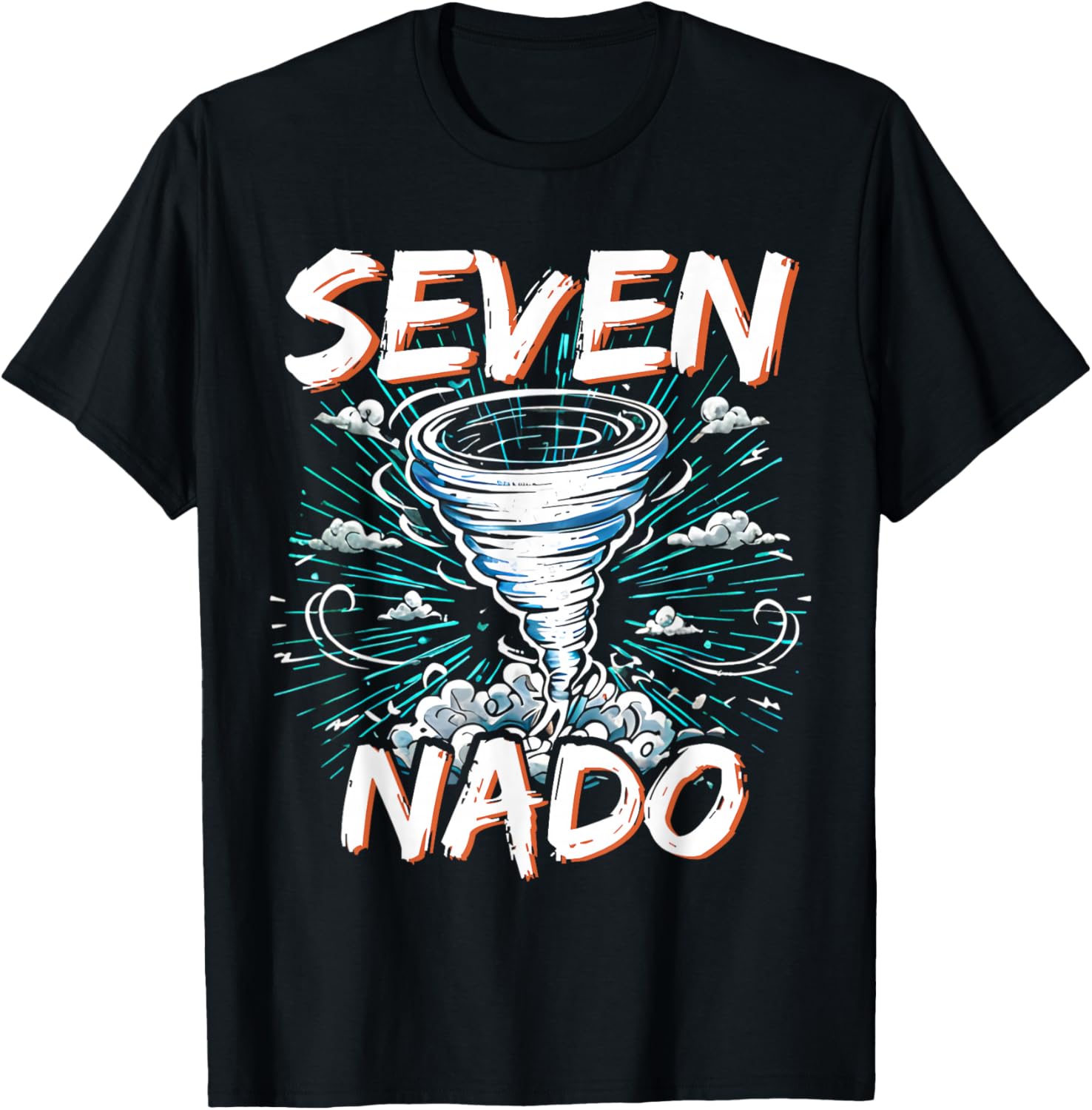 Tornado 7 Year Old Seven Nado 7th Birthday Party Boy Girl T-Shirt - T-Shirt | Black