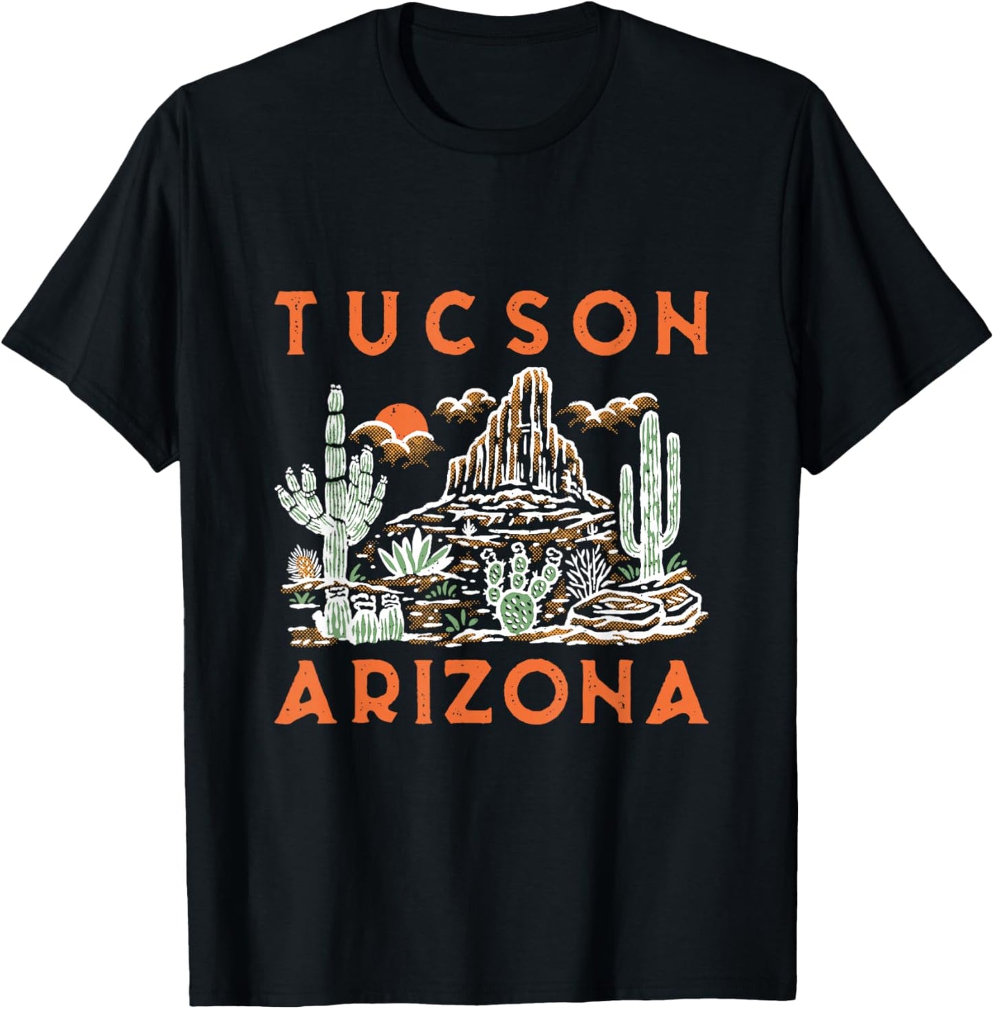 Tucson Arizona Southwestern Cactus Desert Landscape Vintage T-Shirt - T-Shirt | Black