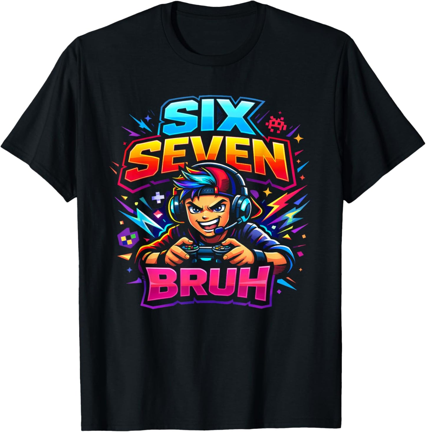 Six Seven Bruh 67 Gamer Gaming Video Games Jungen Kinder T-Shirt - T-Shirt | Black