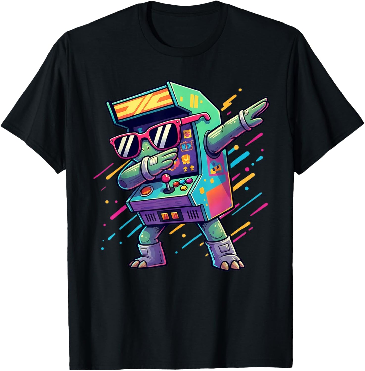Arcade Cabinet Machine Dabbing 70s 80s 90s Video Gaming T-Shirt - T-Shirt | Black