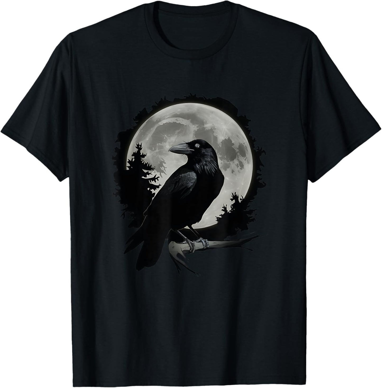 Full Moon Raven Women Men Kid Black art Black Bird Crow Moon T-Shirt - T-Shirt | Black