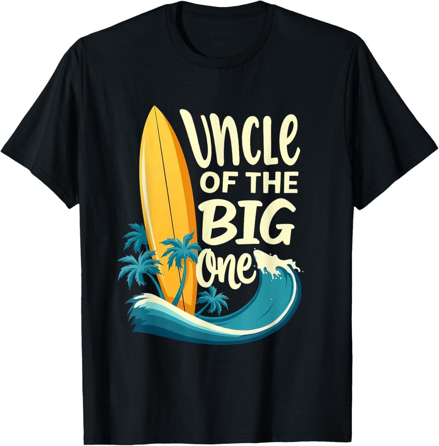 1st Birthday Surfer Uncle of The Big One Surfing T-Shirt - T-Shirt | Black