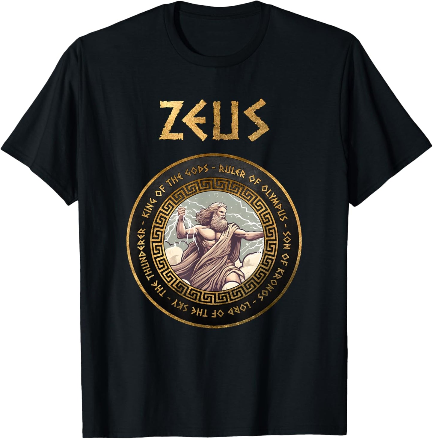 Agema Apparel Zeus Greek God Ancient Greek Mythology , Small, Black T-Shirt - T-Shirt | Black