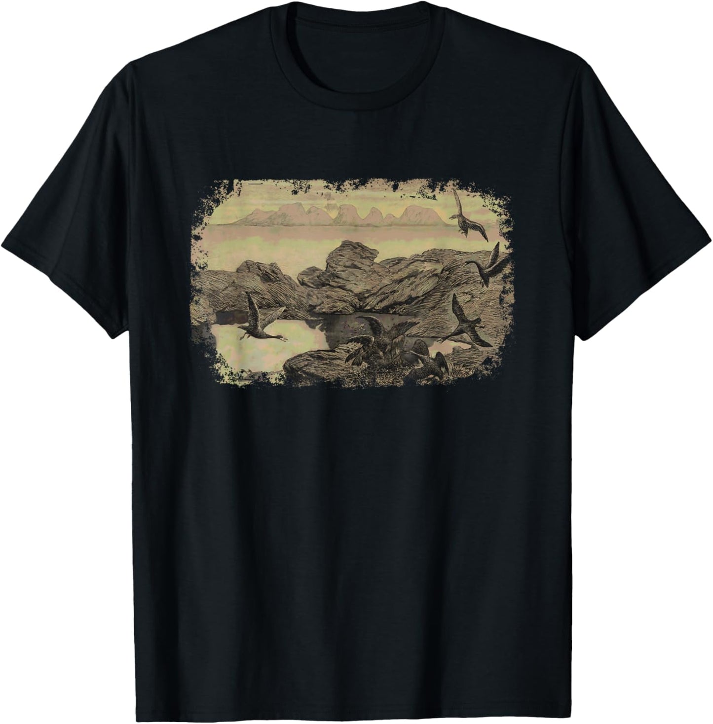 Troldskab Troll Birds Theodor Kittelsen Norwegian Painting T-Shirt - T-Shirt | Black
