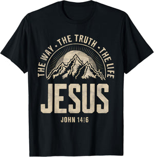 Jesus The Way Truth Life Women Men Kids Christian Worship T-Shirt - T-Shirt | Black