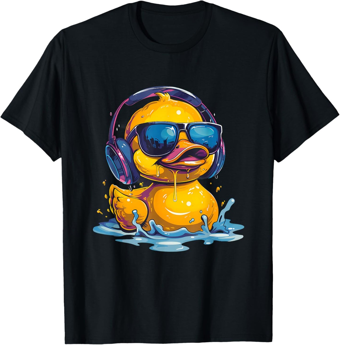 Rubber Duck Techno DJ Rubber Duckling Music Headphones T-Shirt - T-Shirt | Black