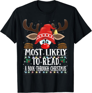 Christmas Matching Most Likely To Read A Book PJS T-Shirt - T-Shirt | Black
