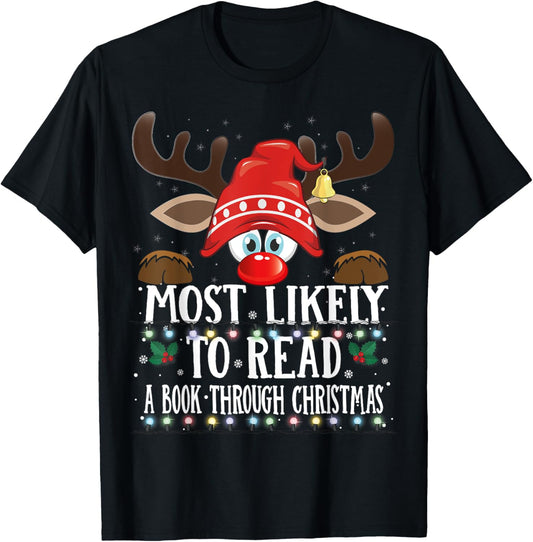 Christmas Matching Most Likely To Read A Book PJS T-Shirt - T-Shirt | Black