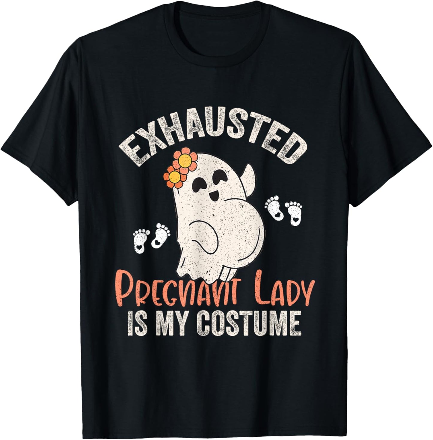 Exhausted Pregnant Lady Is My Costume Halloween Pregnancy T-Shirt - T-Shirt | Black