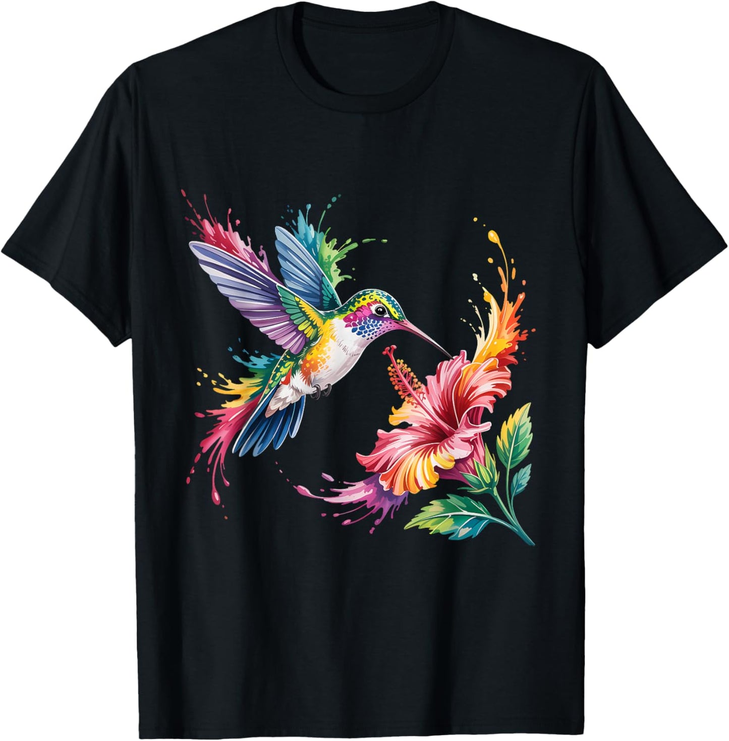 Hummingbird Animal Lover Nature Graphic Art Tropical Bird T-Shirt - T-Shirt | Black
