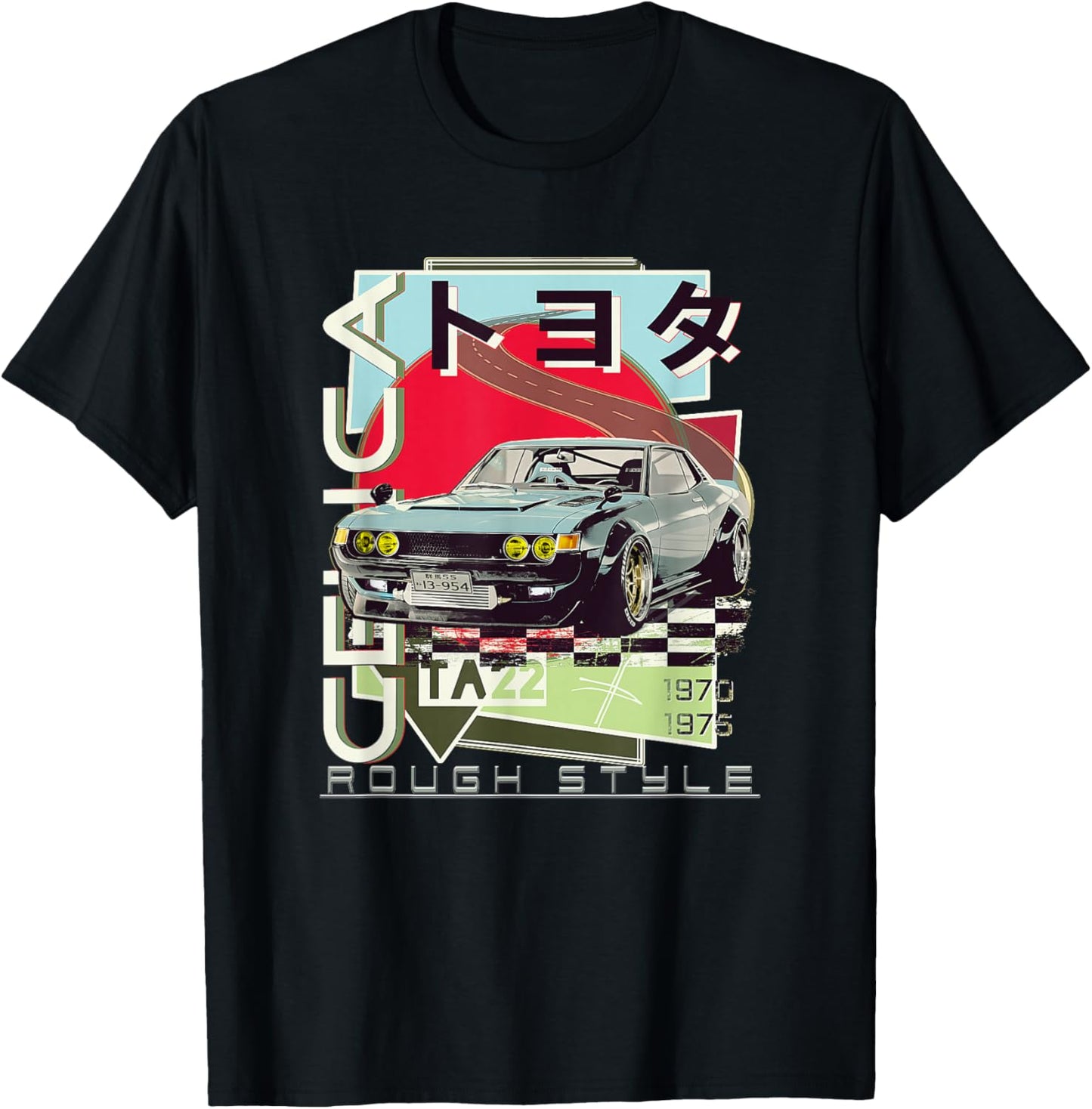 Celica TA22 JDM Rough Style Wide Body T-Shirt - T-Shirt | Black