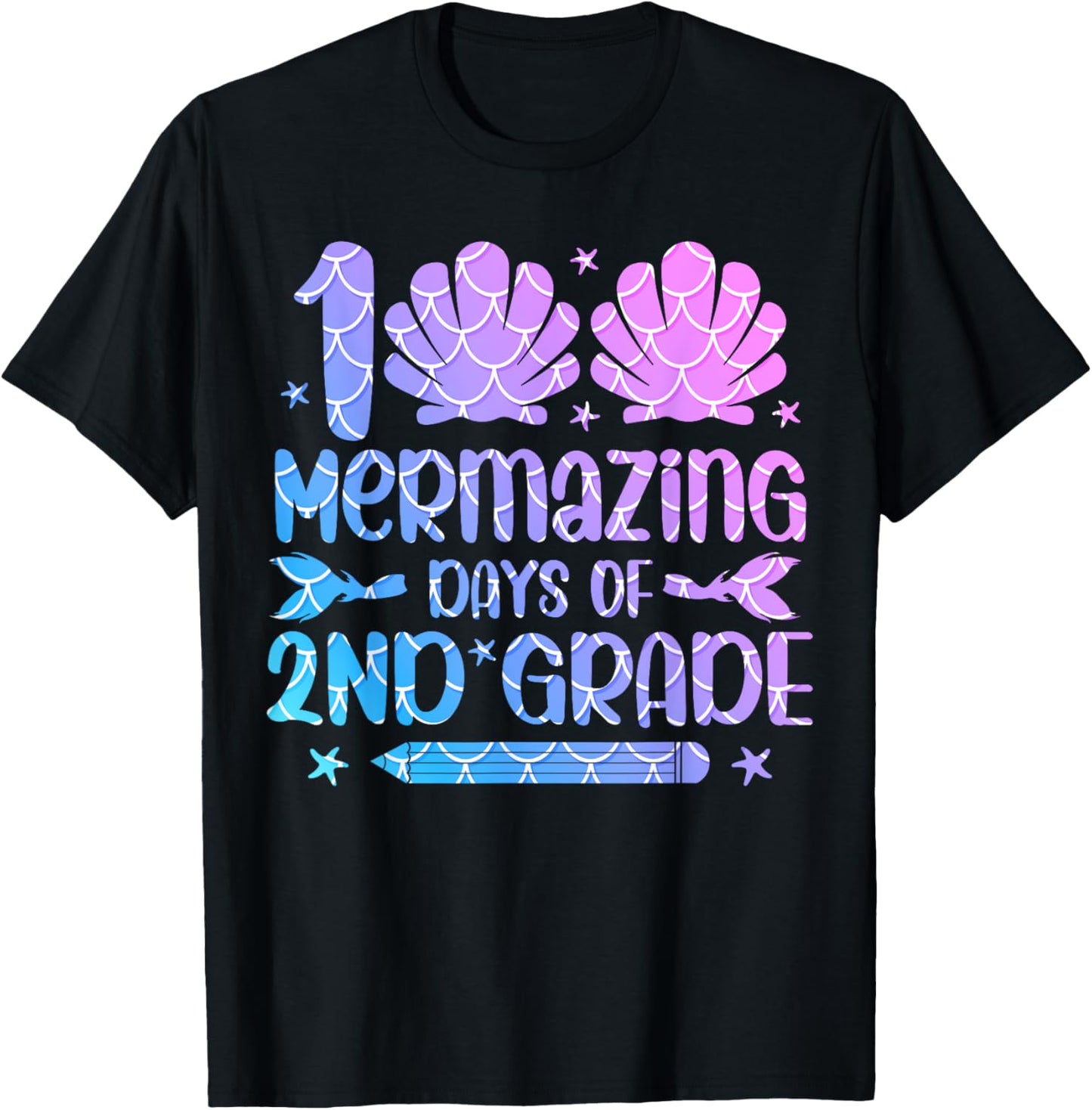 100 Mermazing Days Of 2nd Grade 100th Day Of School Girls T-Shirt - T-Shirt | Black