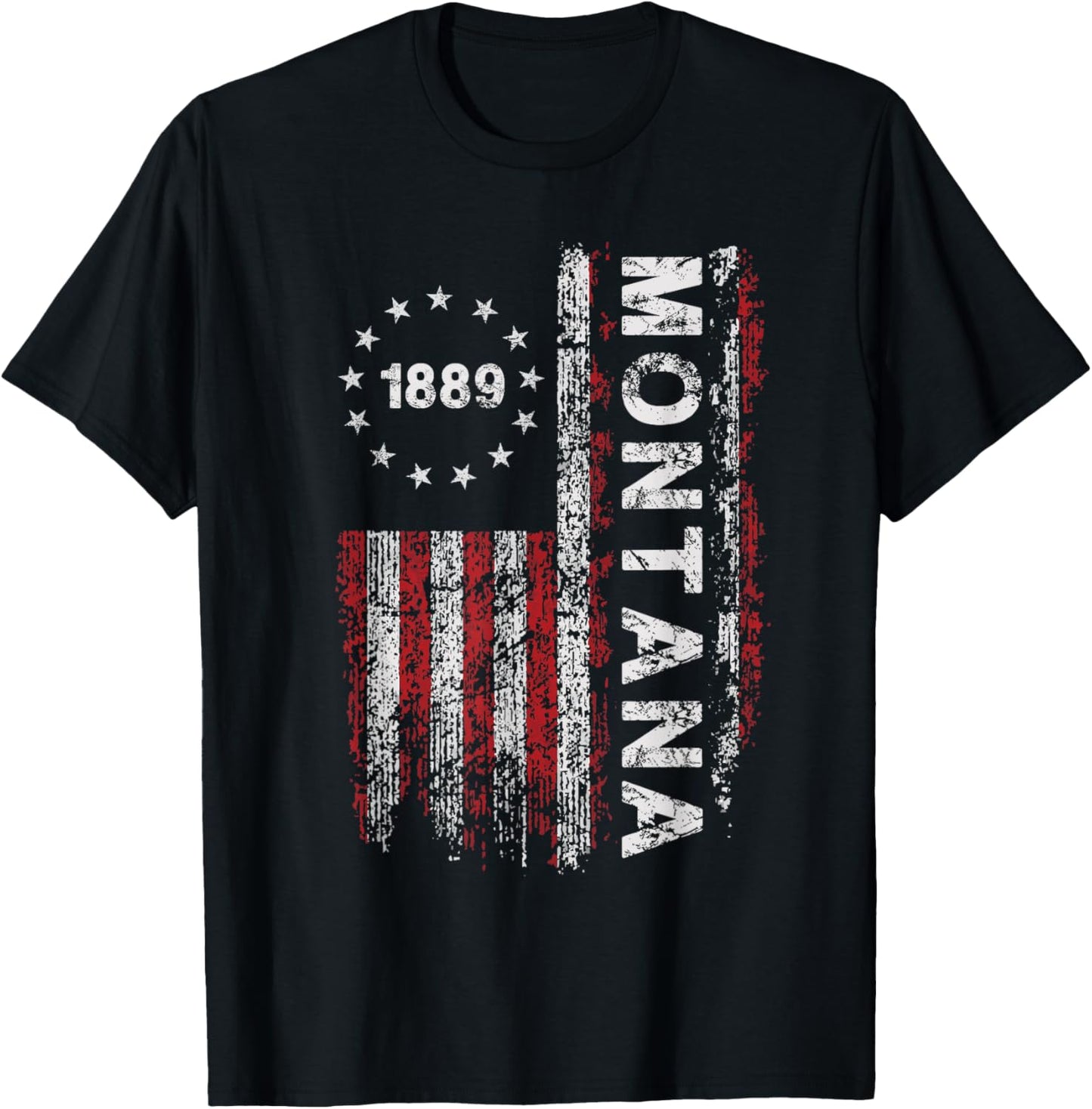 Montana State US Flag Vintage Women Youth T-Shirt - T-Shirt | Black