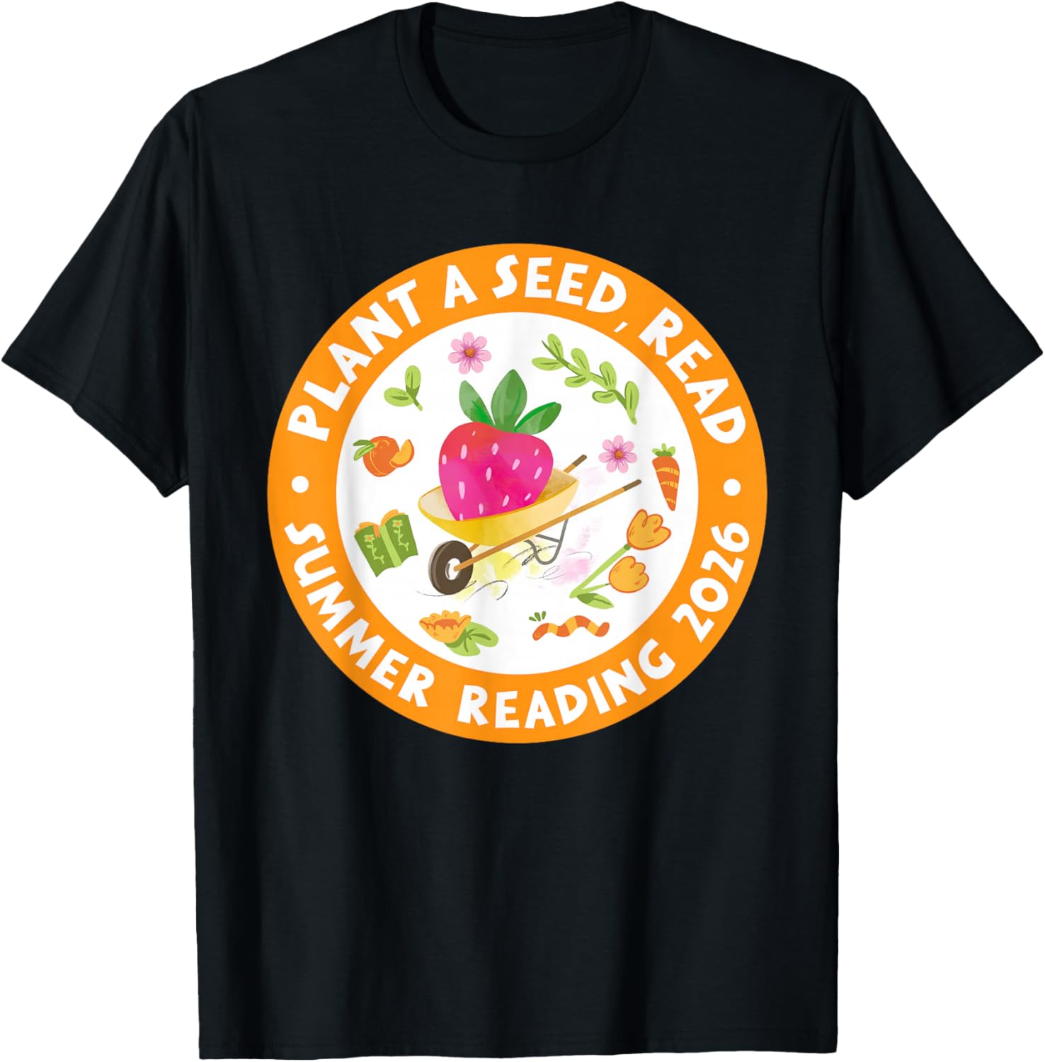 Plant A Seed Read Summer Reading 2026 Cute Farm Book Lover T-Shirt - T-Shirt | Black