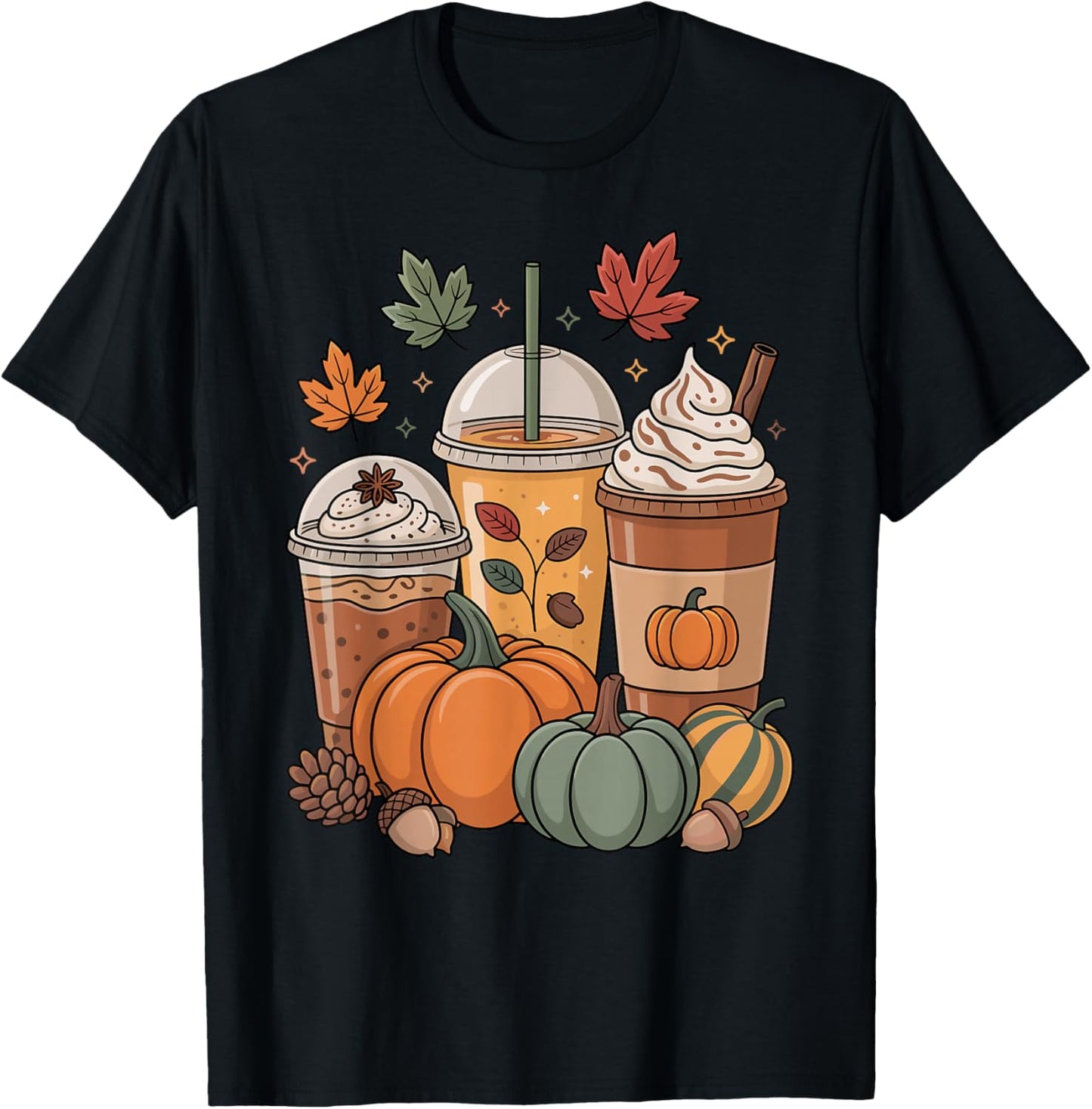 Pumpkin Spice Season Autumn Coffee Aesthetic T-Shirt - T-Shirt | Black