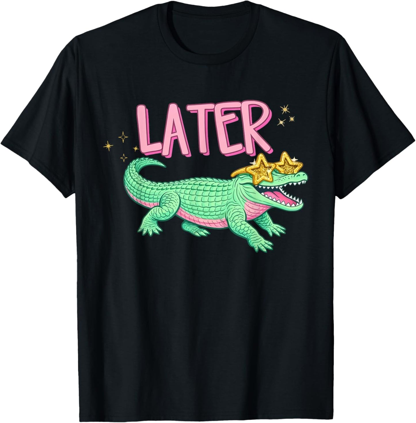 Funny Later Gator Alligator Girly Summer Beach Vibes Coastal T-Shirt - T-Shirt | Black