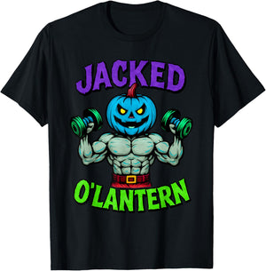 Funny Jacked Halloween Pumpkin Workout Motivation T-Shirt - T-Shirt | Black