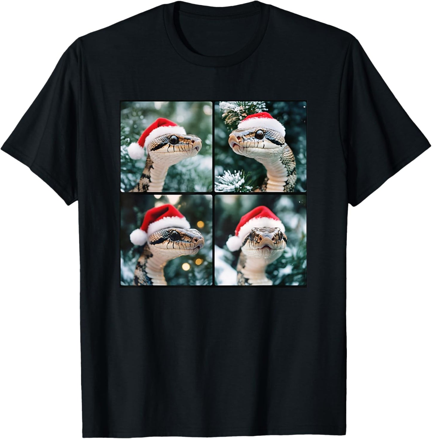 Snake Santa Hat Funny Christmas Snake T-Shirt - T-Shirt | Black