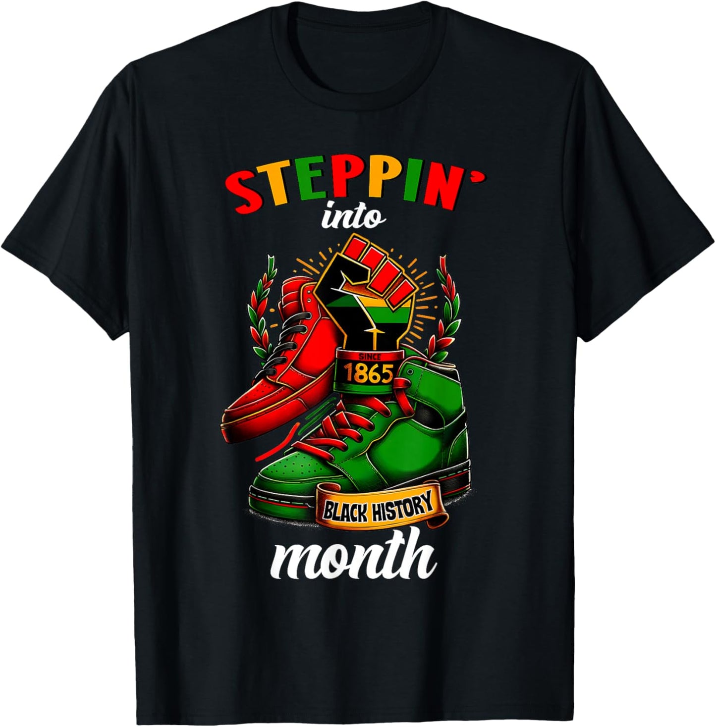 Stepping Into Black History Month Afro American T-Shirt - T-Shirt | Black