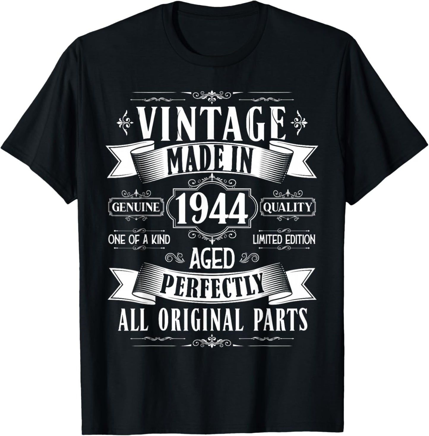Vintage 81st birthday men Born 1944 81 years old Bday T-Shirt - T-Shirt | Black