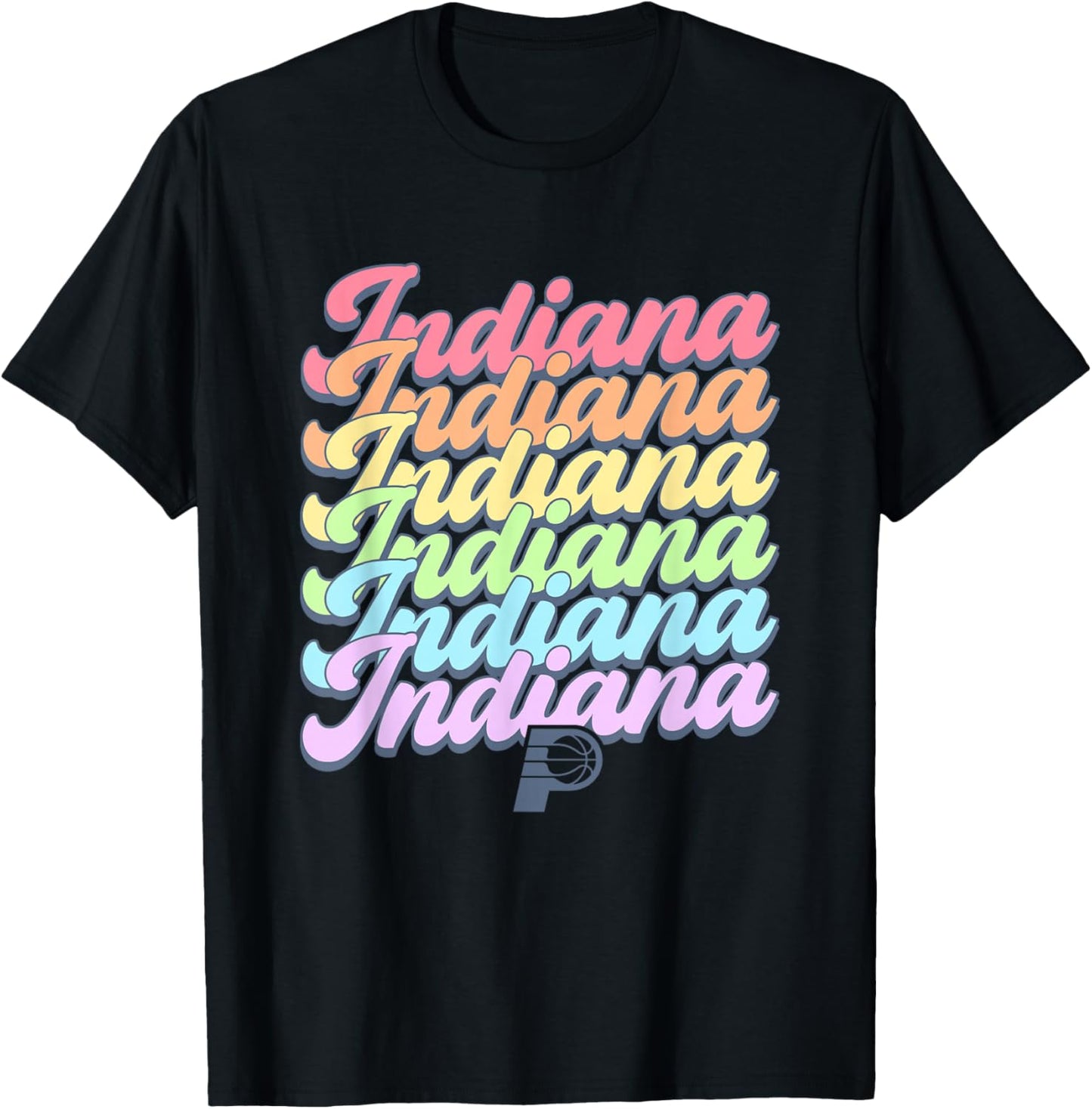 NBA Indiana Pacers Pastel Rainbow Pride Stack T-Shirt - T-Shirt | Black