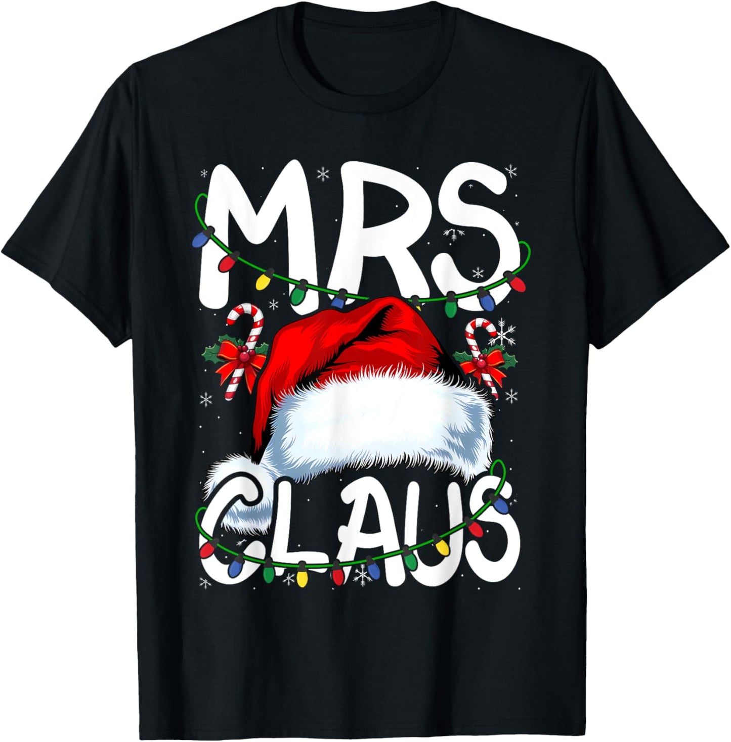 Mr and Mrs Claus Couples Matching Christmas Pajamas Santa T-Shirt - T-Shirt | Black