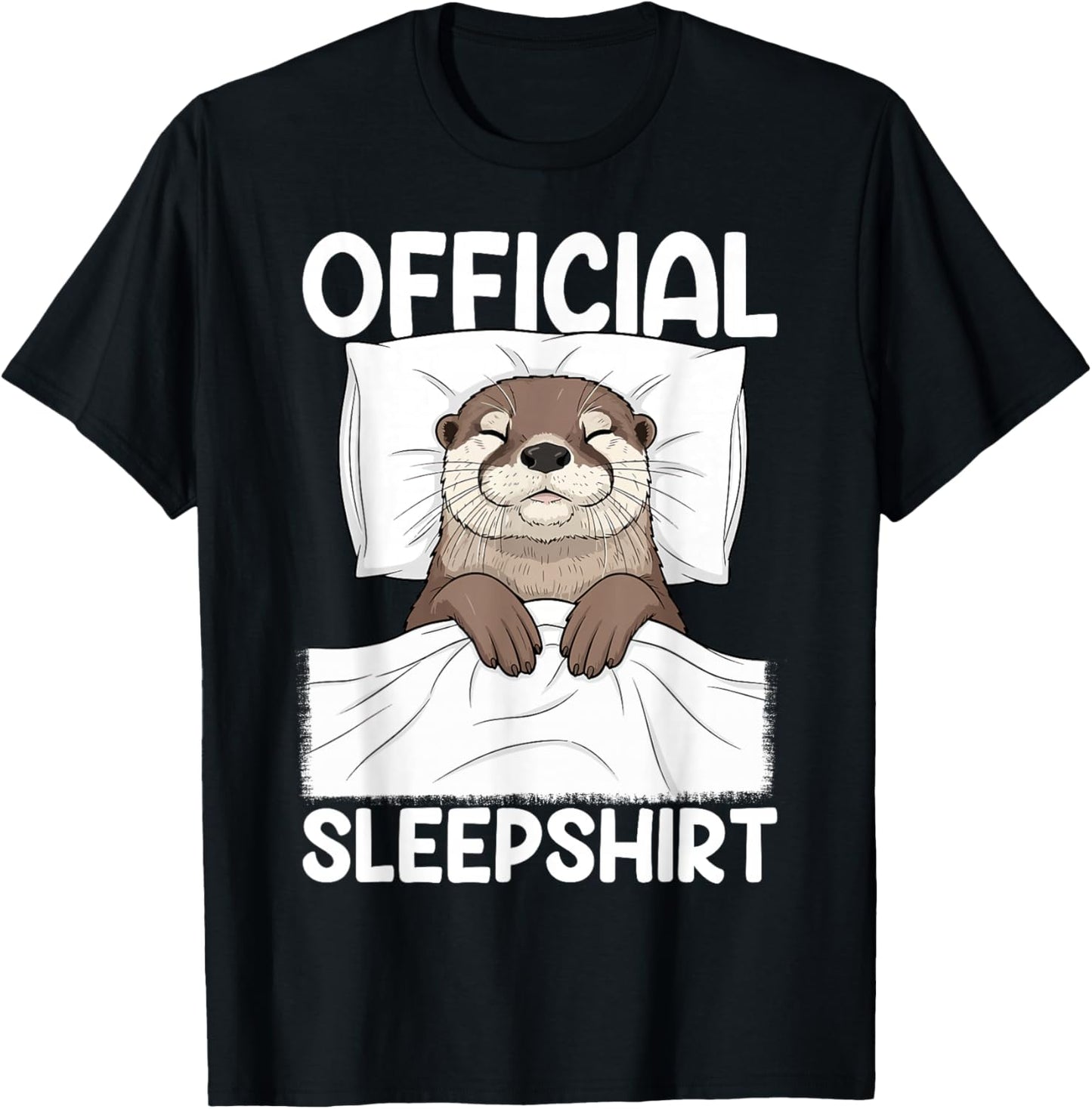 Cute Otter Sleepshirt Men Women Sea Otters Animal Lover T-Shirt - T-Shirt | Black