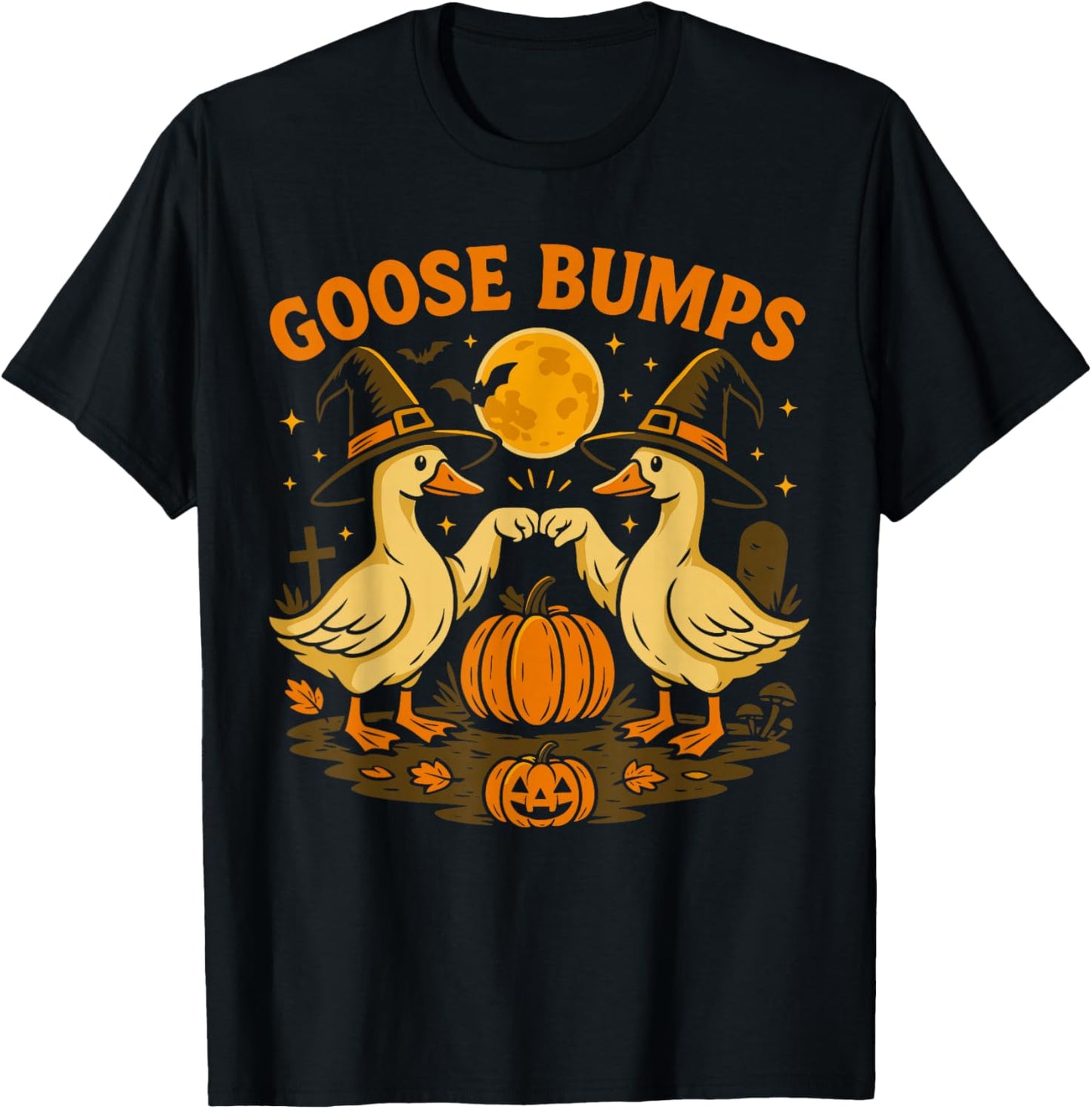 Cute Spooky Goose Shirt, Funny Halloween Goose Bumps T-Shirt - T-Shirt | Black