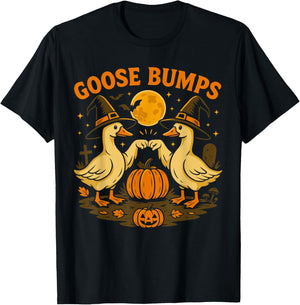 Cute Spooky Goose Shirt, Funny Halloween Goose Bumps T-Shirt - T-Shirt | Black