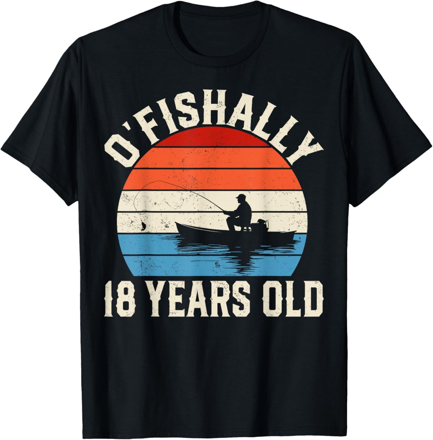 Ofishally 18 Years Old Fishing Fisherman 18th Birthday Party T-Shirt - T-Shirt | Black