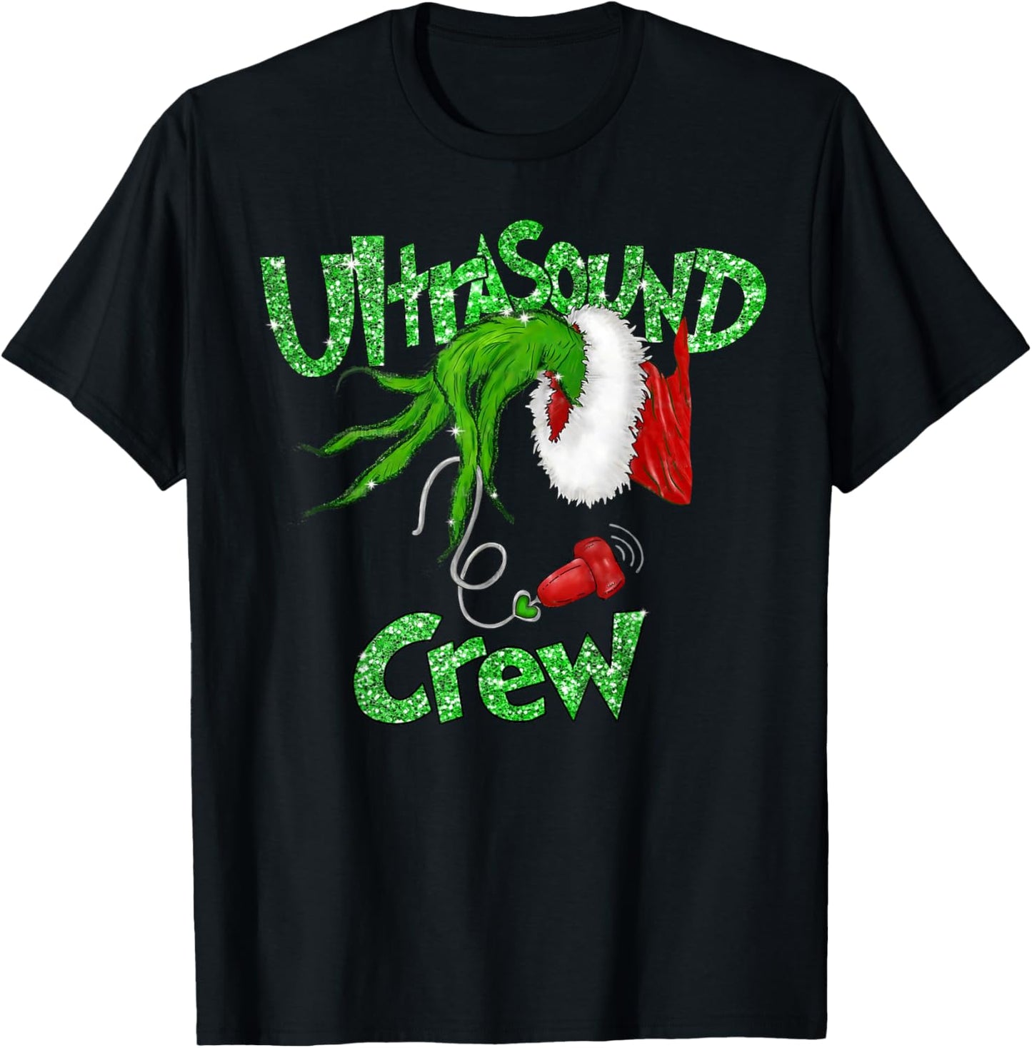 Ultrasound Crew Sonographer Merry Christmas Xmas Pajamas T-Shirt - T-Shirt | Black