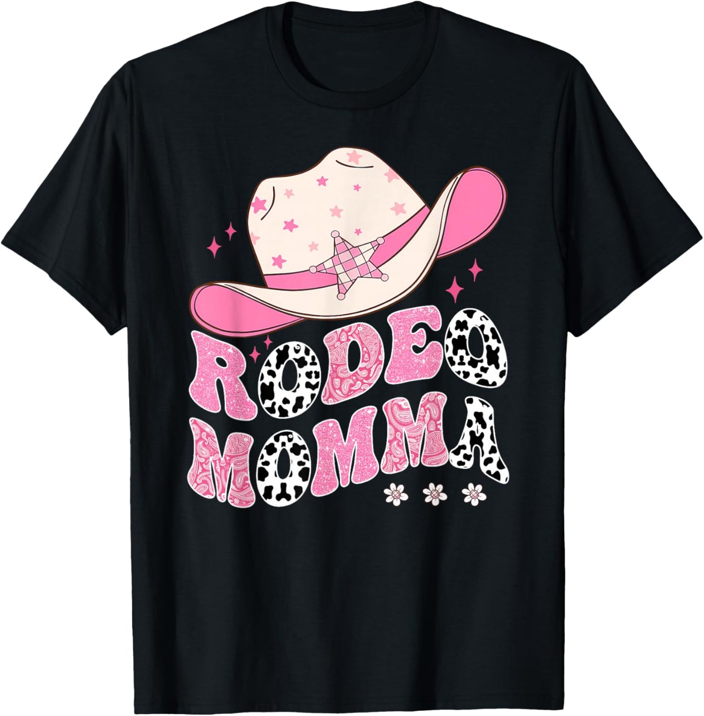 Rodeo Momma Pink CowGirl 1St Birthday Family Matching T-Shirt - T-Shirt | Black